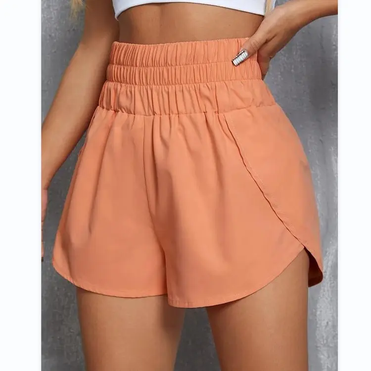 Women's 2026 Spring Summer New European Style High-Waist Elastic Baggy Oversized Basic Sports Bottoms, Casual Sun-Protective Shorts, Sports Shorts, High-Waisted, Casual Length, Oversized Baggy, Solid Plain
