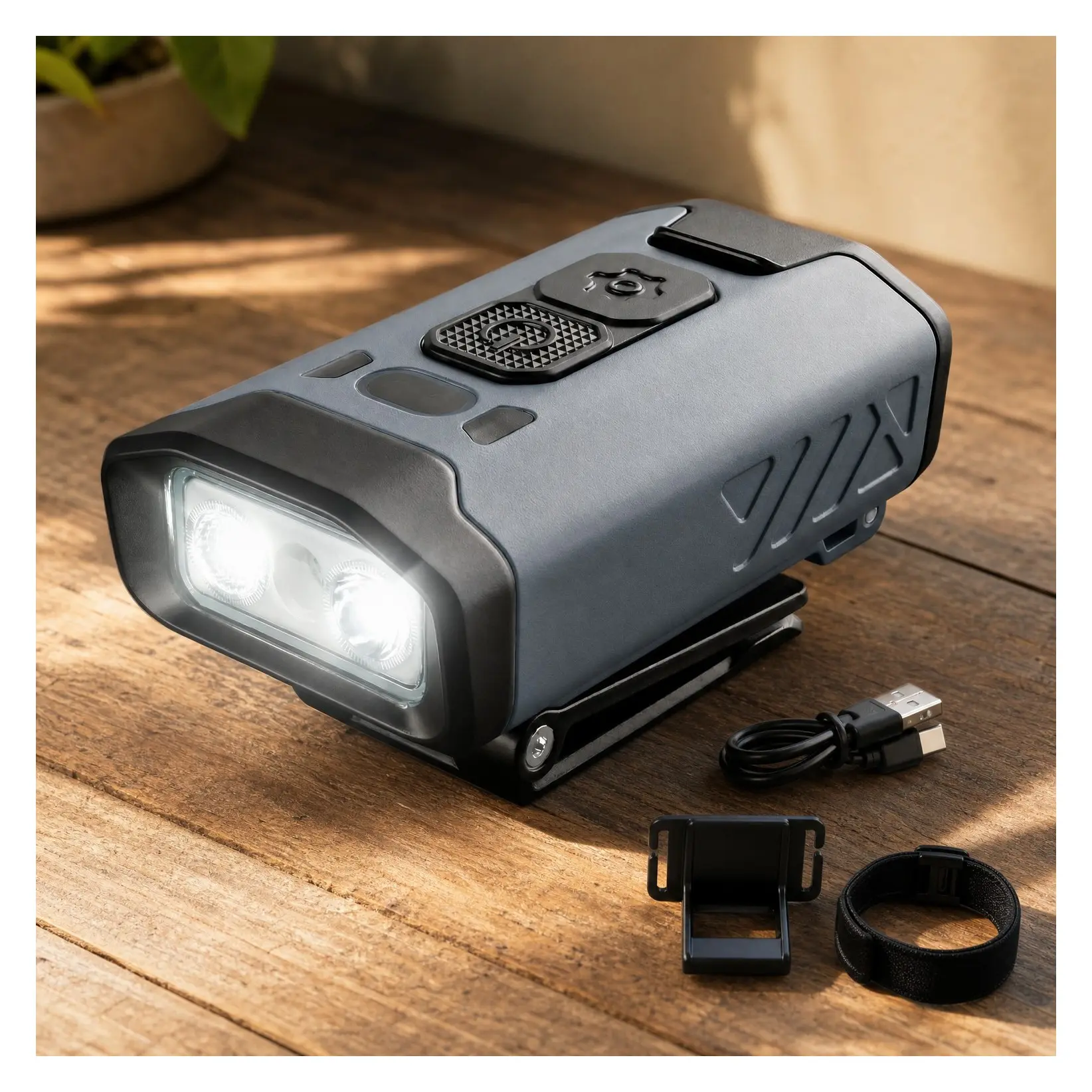 Rechargeable Hard Hat Light, 800 Lumens LED Headlamp with 1100mAh Removable Battery, Clip-On for Running, Construction, Fishing, Camping, SnowGift
