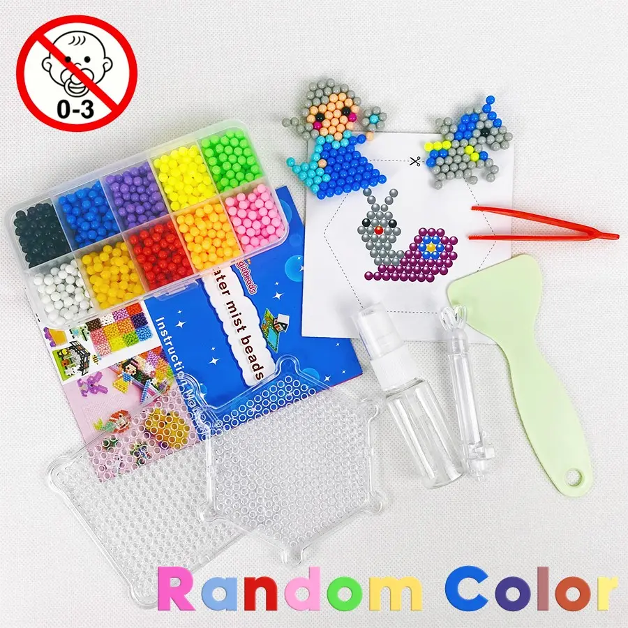 Water Mist Magic Beads 10 Colors 1000pcs/15 Colors 1500pcs Standard Accessories Pack, Mosaic Set, DIY Mosaic Puzzle Toy for Kids Ages 3+
