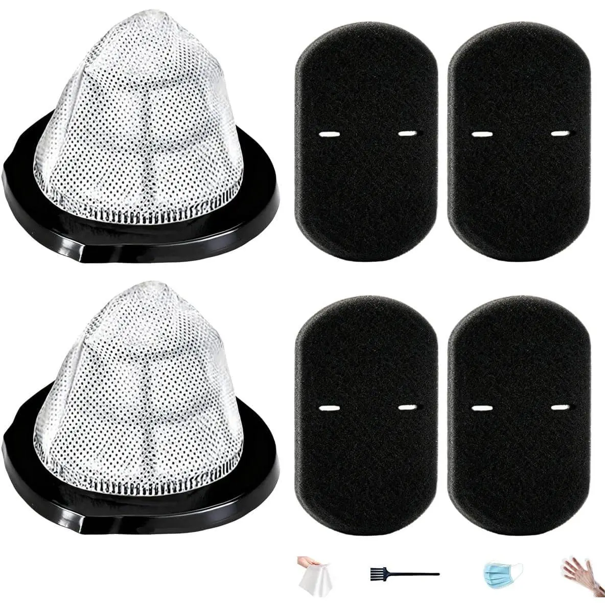 2-Pack 2030 Mesh+Foam Vacuum Filters & 4 Filter Brushes, Reusable Washable High-Efficiency Dust Capture Replacements, Compatible with 3-in-1 Vacuum Models 2030,20303,20306,20307,20309,2030H,2030V,2030X,2030Z, Compare to Part #1611501 & #1611500