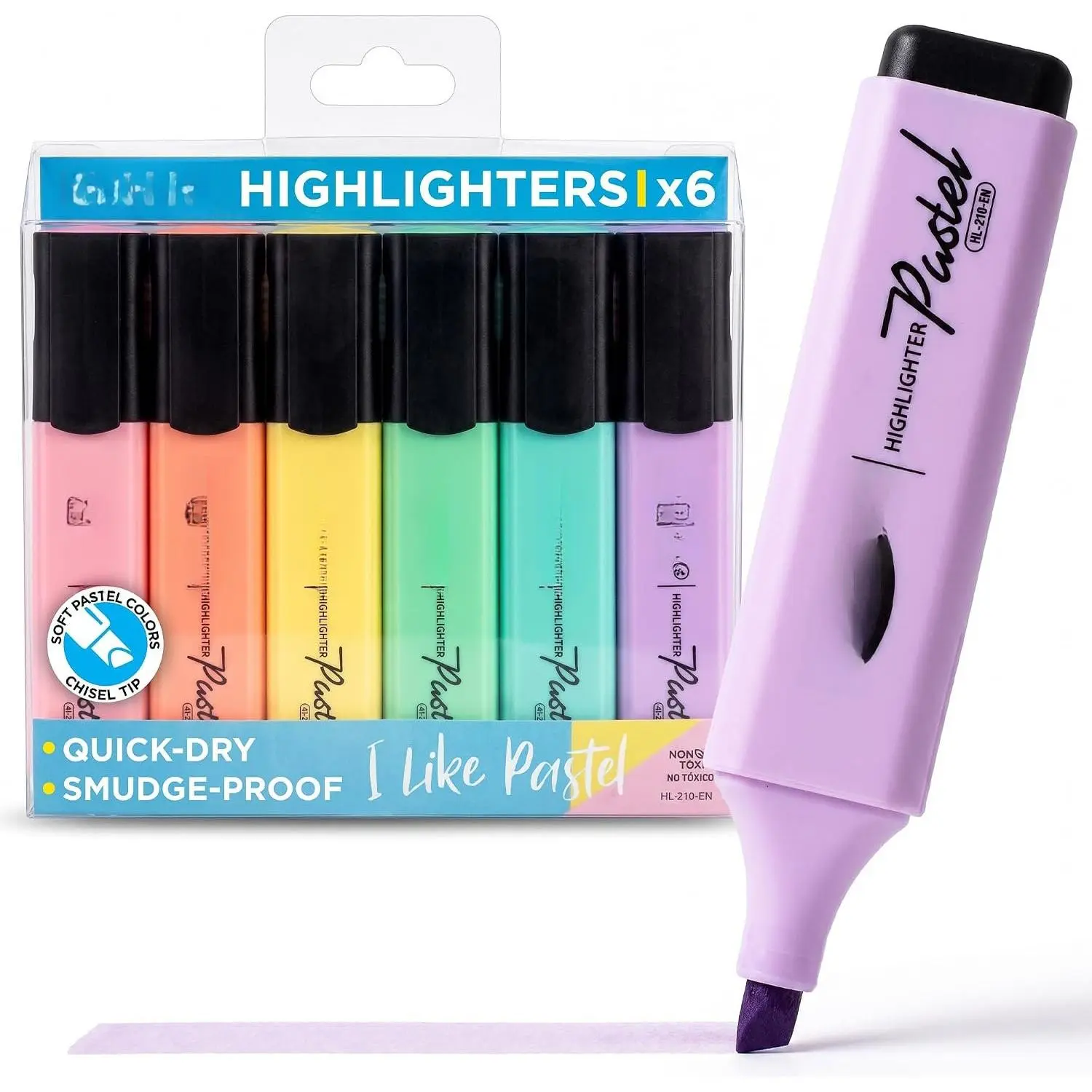 Highlighter School Set - Journaling Highlighters - 6 Count, Pastel | School Highlighters, Pastel Highlight Markers for School, Office, Journals,  Colors, Multicolor Chisel Tip Quick-Dry