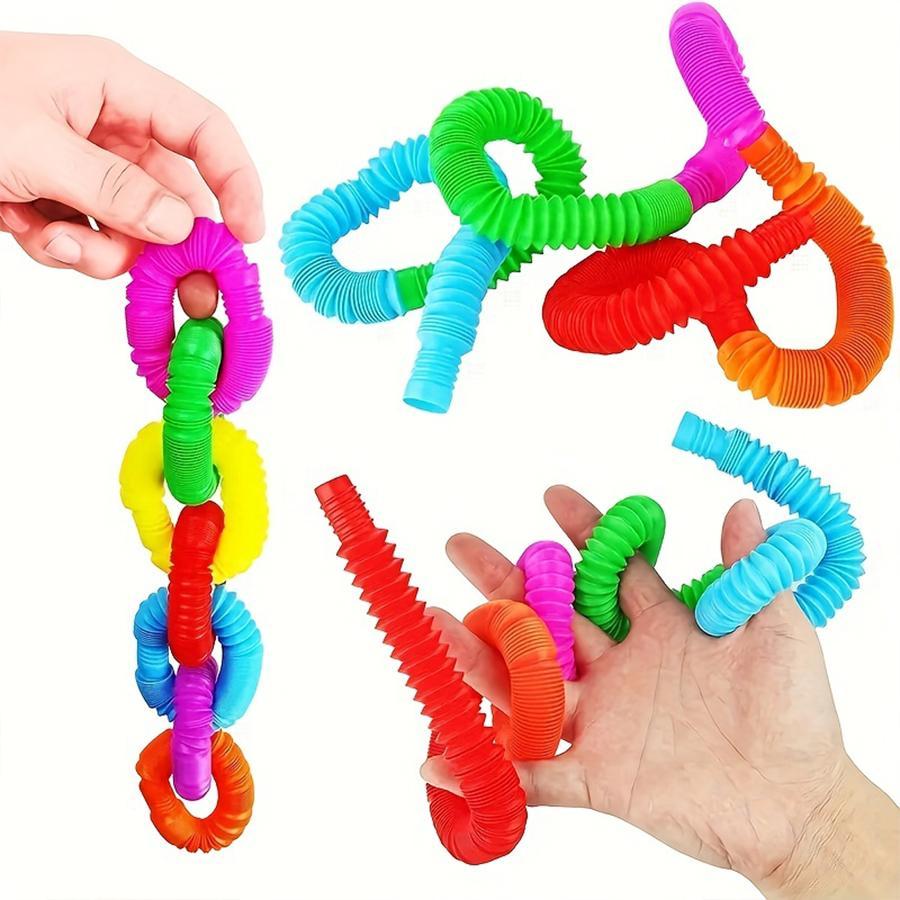 Random Color Sensory Tube Toy, 20/140pcs Colorful Decompressing Toy, Fine Motor Skills Toy, Unique Basket Filler, Rainbow