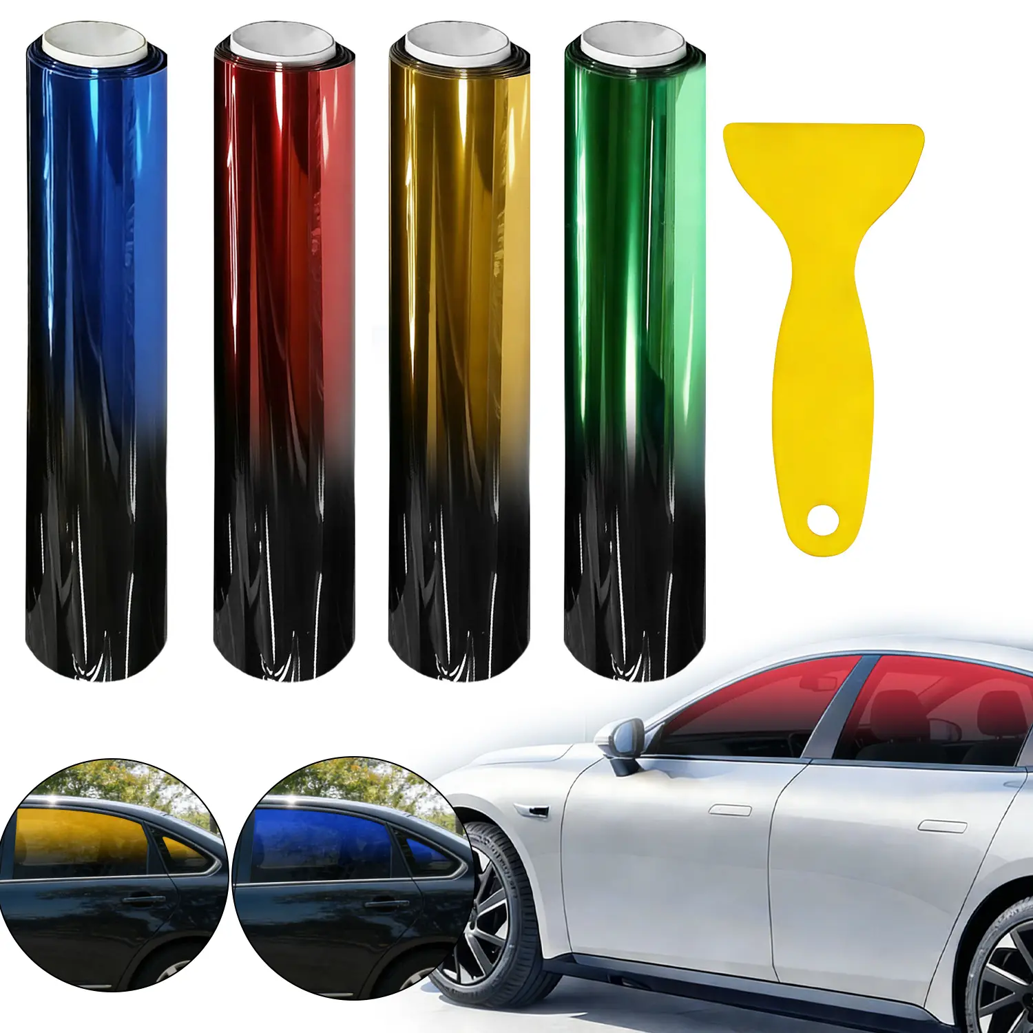 300CM Car Gradient Sunshade Film PET,Two ToneUncut Roll Window Tint Film Heat Control Anti UV for Car Window