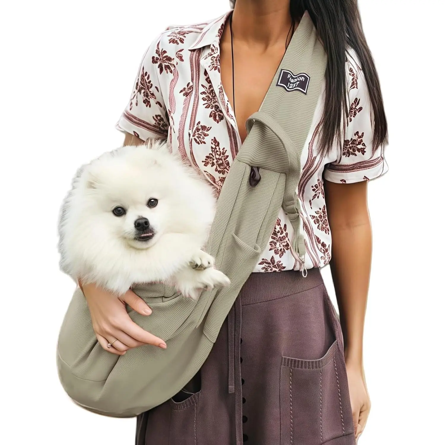Sling Carrier Soft Breathable for Small Dogs Cats 3-12 lbs,Gray |  sling &  carrier sling with safety tether, organizer pocket, soft fabric.  for travel, hiking,outdoor