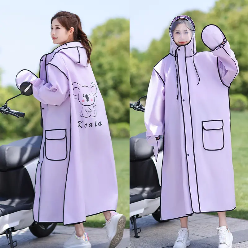 Long Full-Body Heavy Rainproof One-Piece Rain Poncho For Adult Women Single Electric Scooter Riding