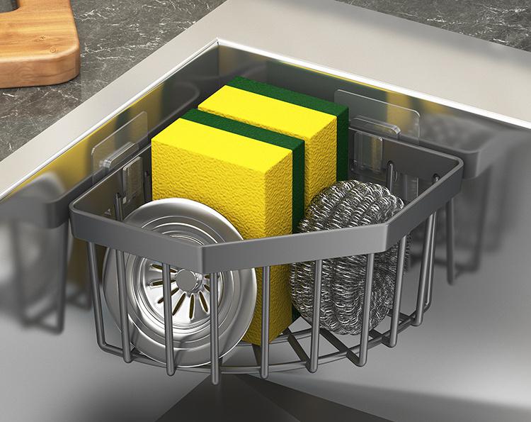 Triangle Sink Draining Rack Set  is a Space-Saving Storage Solution for Kitchen Countertops, Easy to Clean And Requires No Drilling