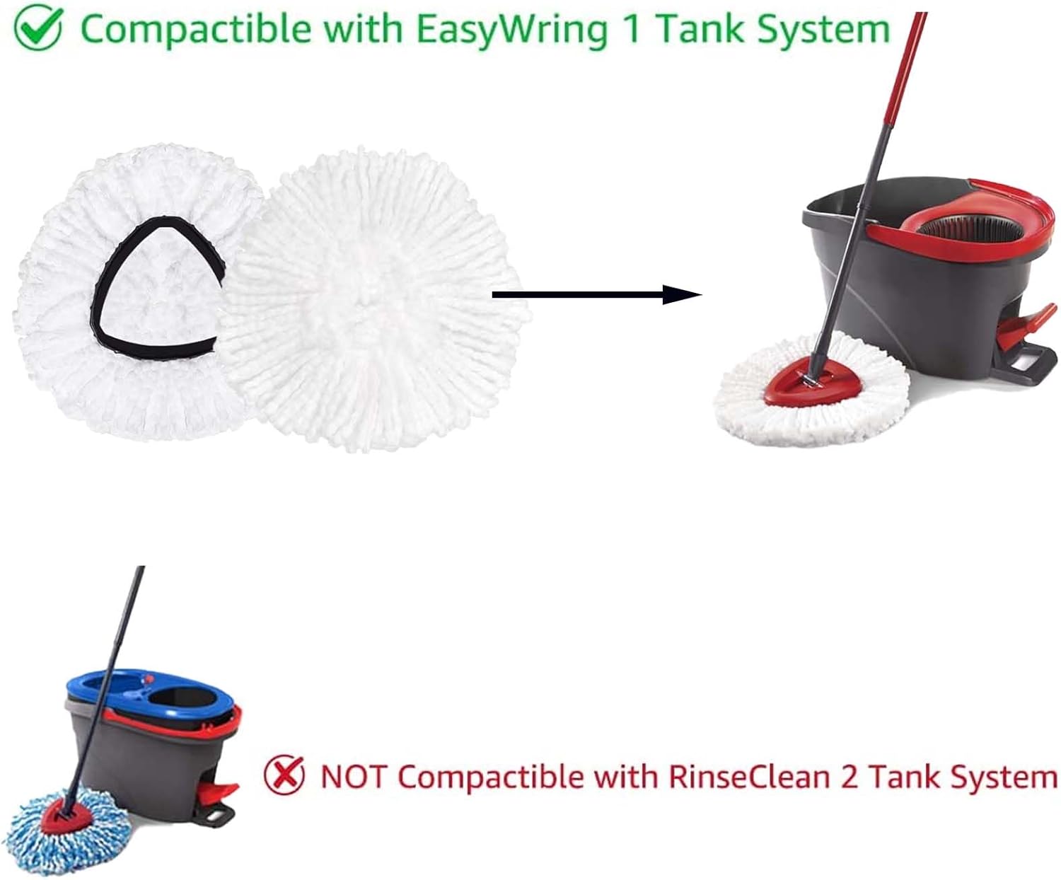 4 Pack Spin Mop Replacement  Mop Refill Compatible with Oceda Triangle Swivel Mops Microfiber Swivel Mop Refill,Deep Clean,Machine Washable and Easy to Replace