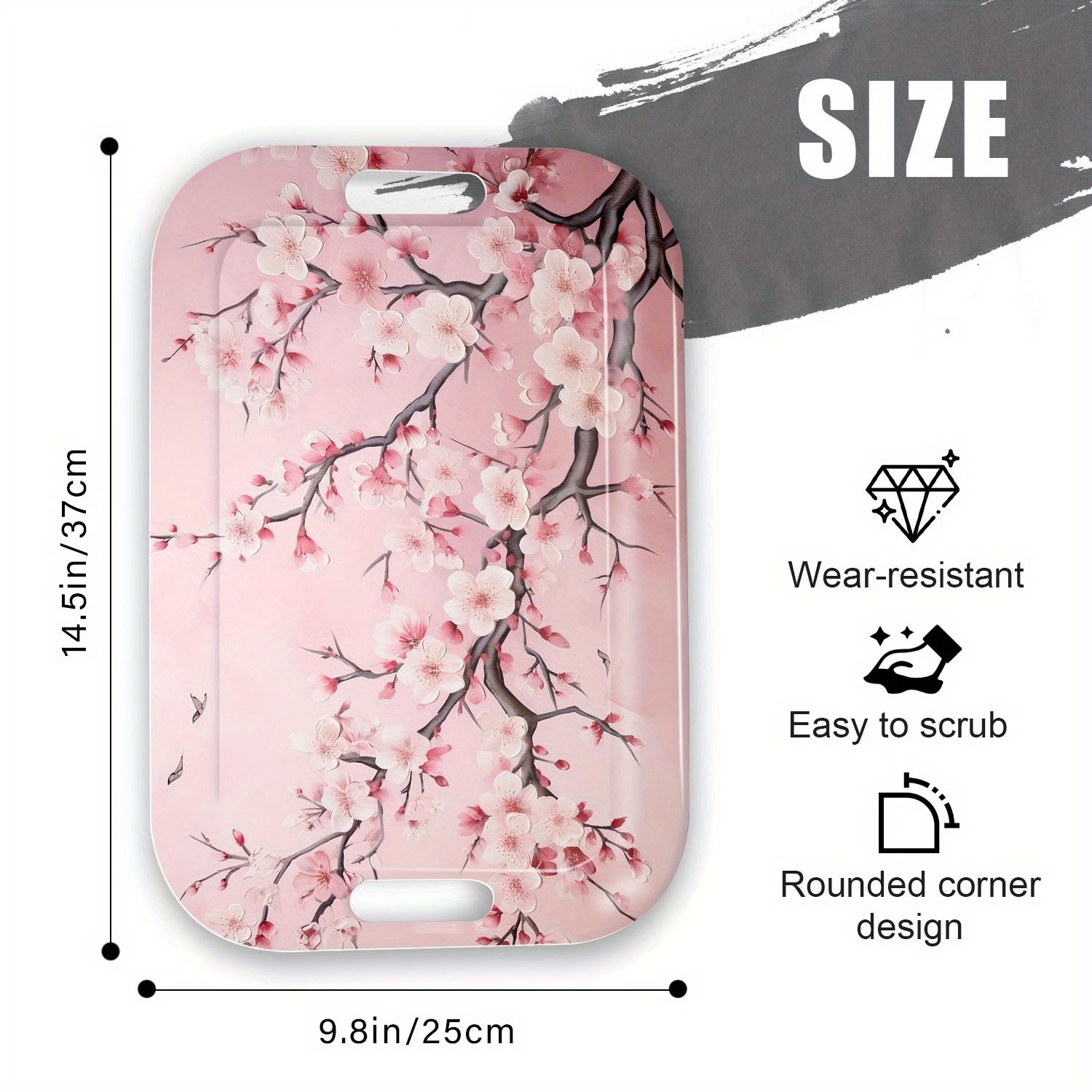 Japanese-Inspired Rectangular Serving Tray - Lightweight & Easy-Clean Table Tray with Handles, Elegant Pink Cherry Blossom Floral design for Dining, Living Room, Parties - Durable Melamine Decorative Platter, Home Entertaining, Contemporary Home Decor, S