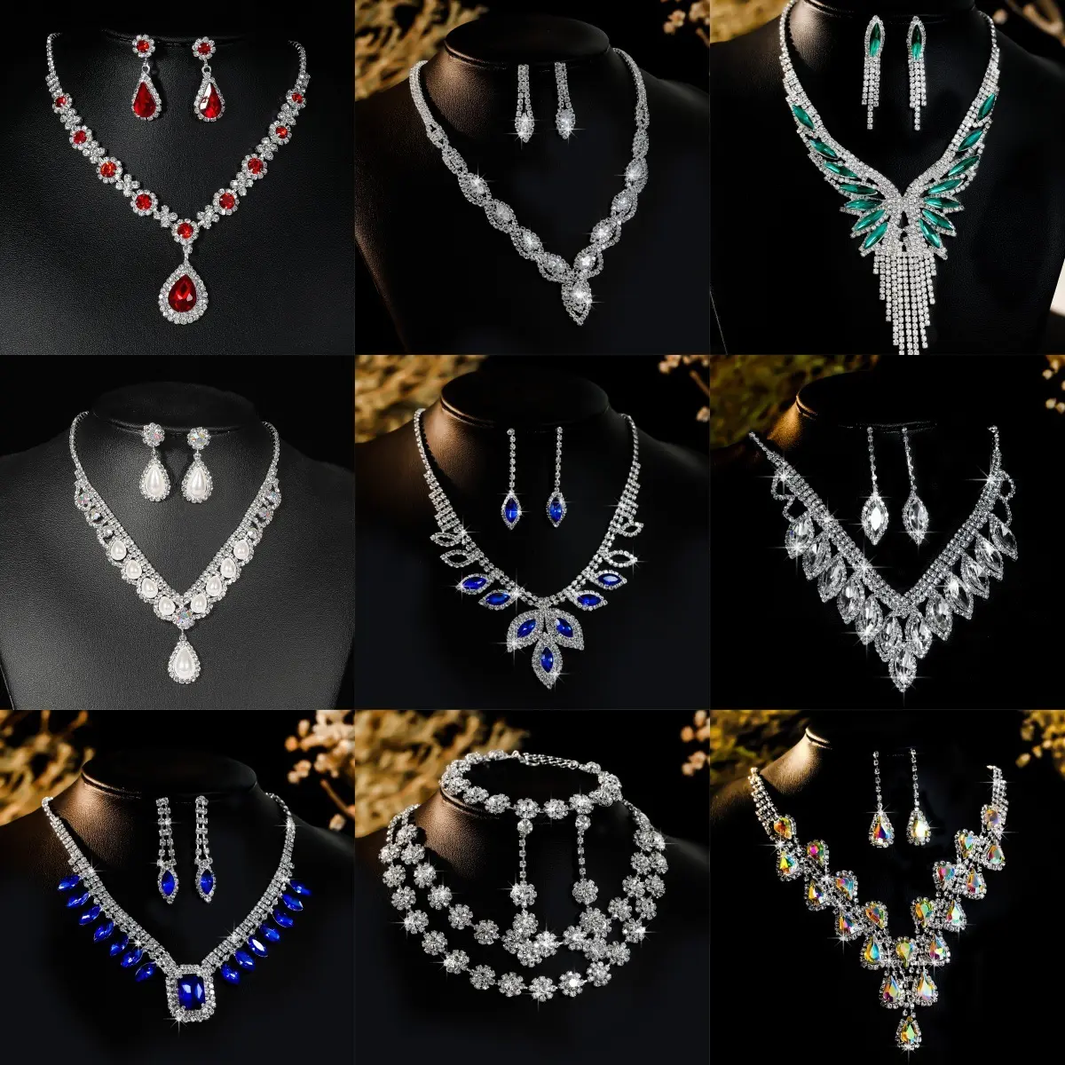 European American Style Necklace Jewelry Set, Alloy Matching Set for Banquet Dresses, Fashion Versatile Bridal Jewelry