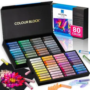 80 Colors Square Soft Pastels Art Set for Artists, Vibrant Pigment Chalk Pastels in Carbon Box, Art Kit for Painting Drawing Sketching Hobbyists