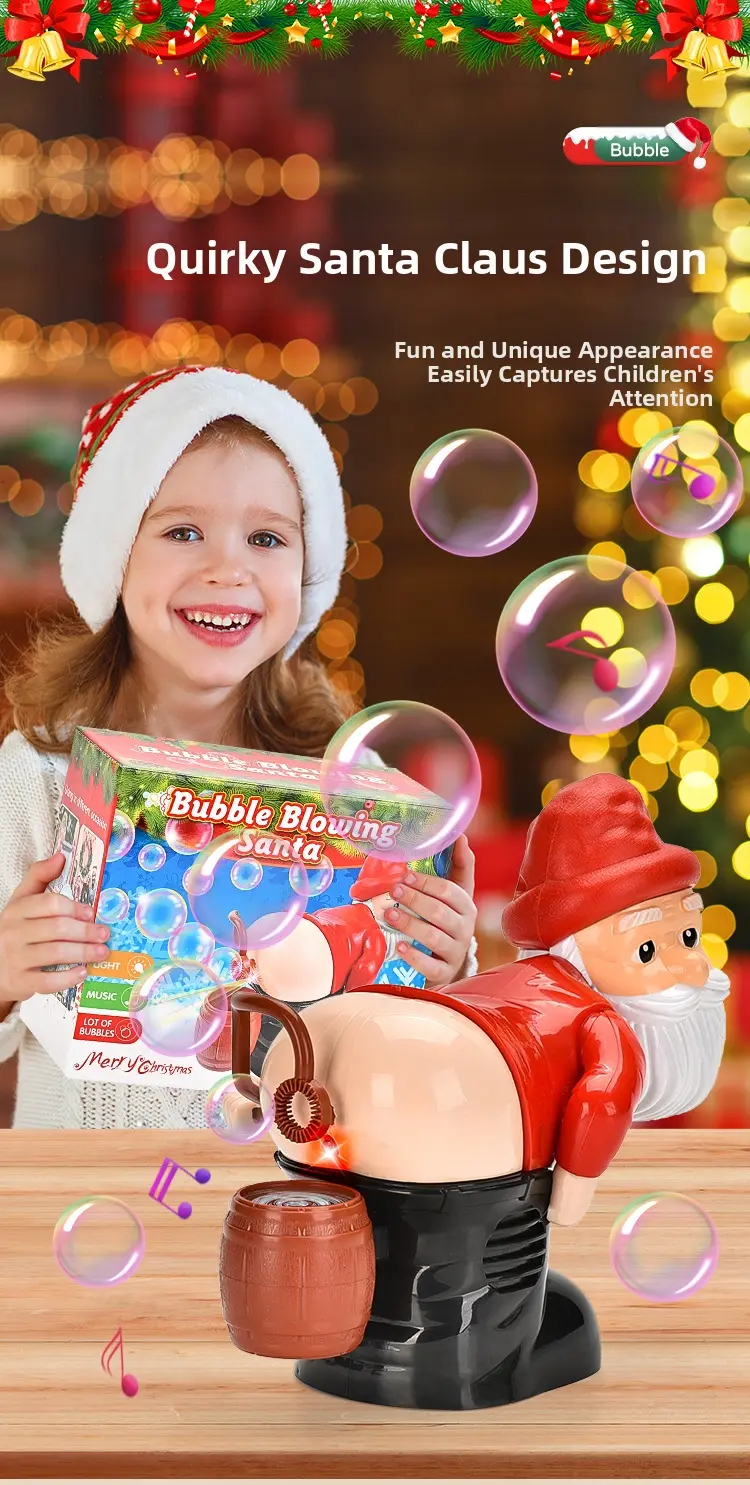 Product Introduction of Flagship Bubble-Farting Santa Claus Toy - With LED Lights & Music Bubble Christmas Toy Home & Daily Use - Festival & Party Supplies - Holiday Decorations - Christmas Decorations 6