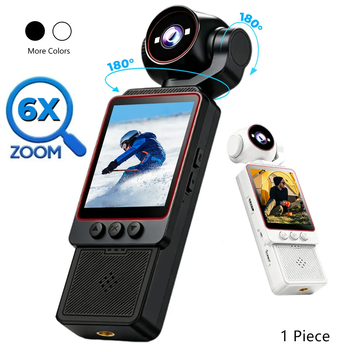 2026 New HD 720p Compact Camera, 180° Rotating Lens, WiFi Portable Action Camera, Pov Video Recording, Ideal for Youtube, Tiktok, Outdoor Shooting
