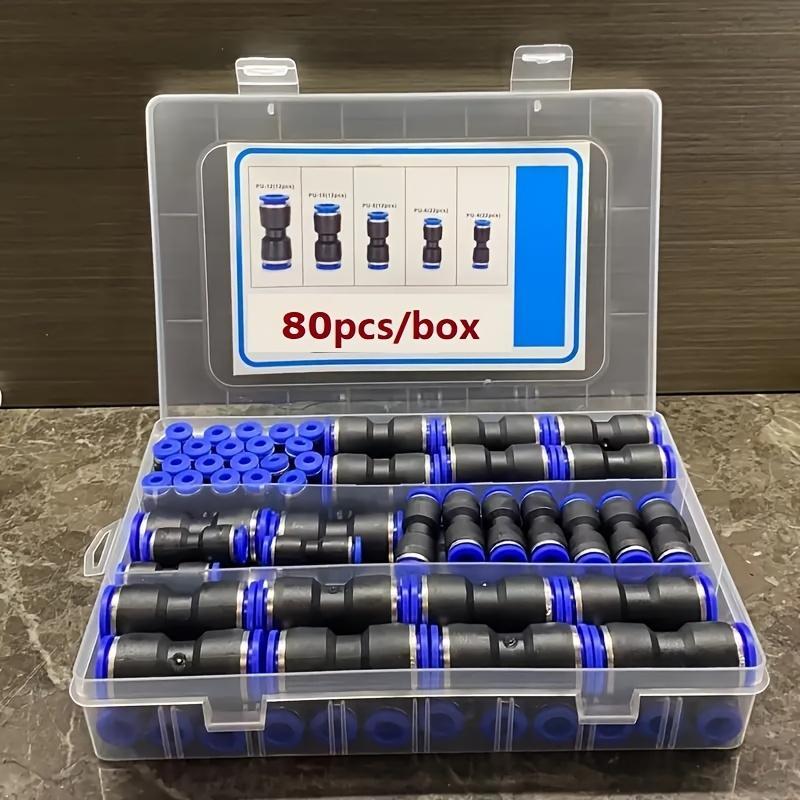 Quick-Connect Air Hose Fittings Kit, 80-Piece/Box Universal Thread Leak-Resistant Fittings for 5/32, 1/4, 5/16, 3/8 and 1/2 inch Tubes, Easy Installation
