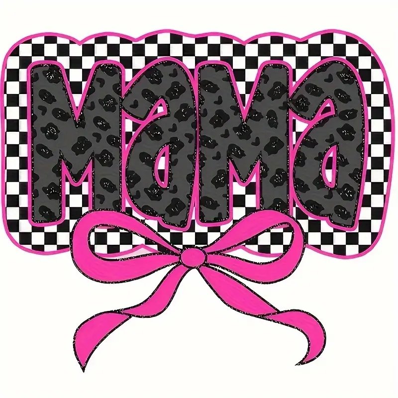 4 Pack MAMA Bow Iron on Patches for Tshirts Jackets Jeans Plaid Design Mothers Day Gift