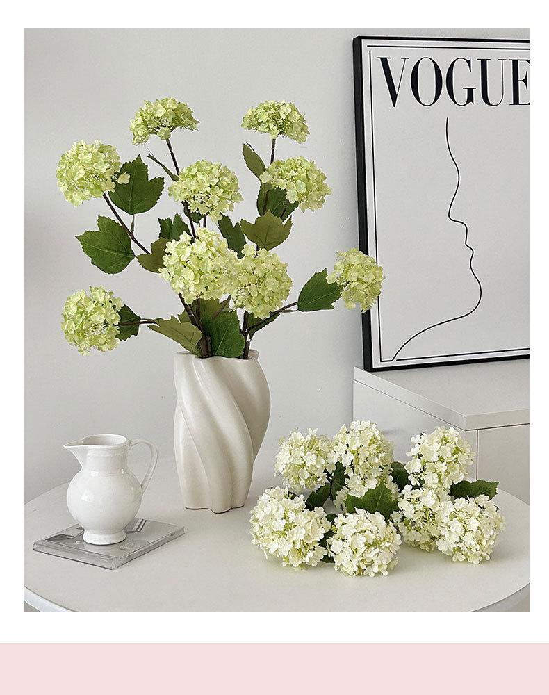 (4 pcs) 3 artificial hydrangea snowball flowers for home decoration, living room display, fake flowers for wedding hall floral arrangements