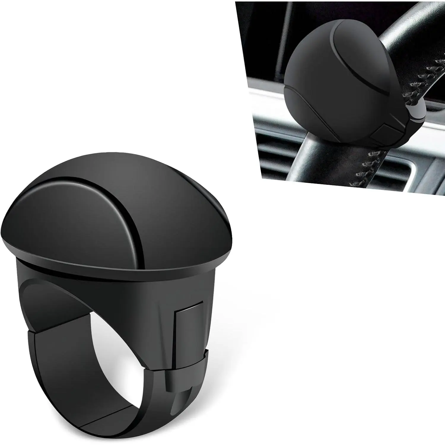 Ball Shape Steering Wheel Booster Ball - 360° Rotatable, Anti-slip Grip, Effort-saving Car Interior Driving Assistance Tool (Black, 1 Count)