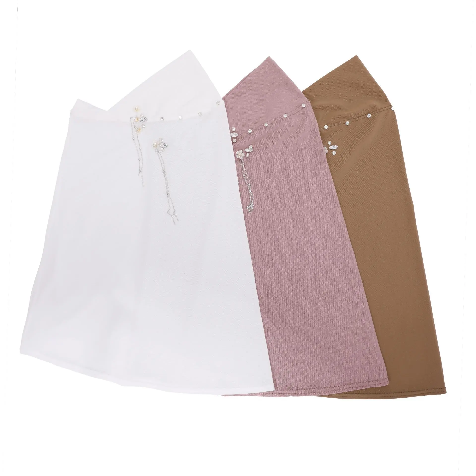 Viral Rhinestone Floral Inner Hijab Cap Neck Cover Underscarf Soft Stretch Full Coverage Bonnet Women Church Daily Modest Fashion