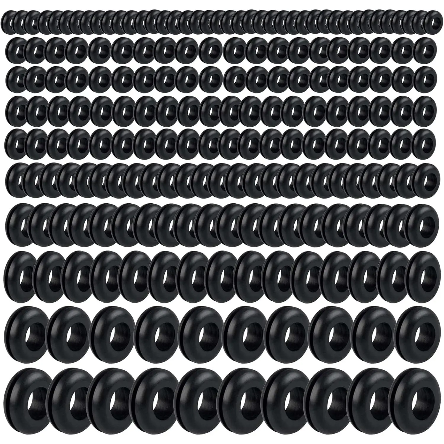 200 count Rubber Grommet  Kit, 8 Sizes Rubber Grommets for Wiring Automotive,Plumbing, Hardware Repair Firewall Hole Plug Electrical Wire Gasket Set