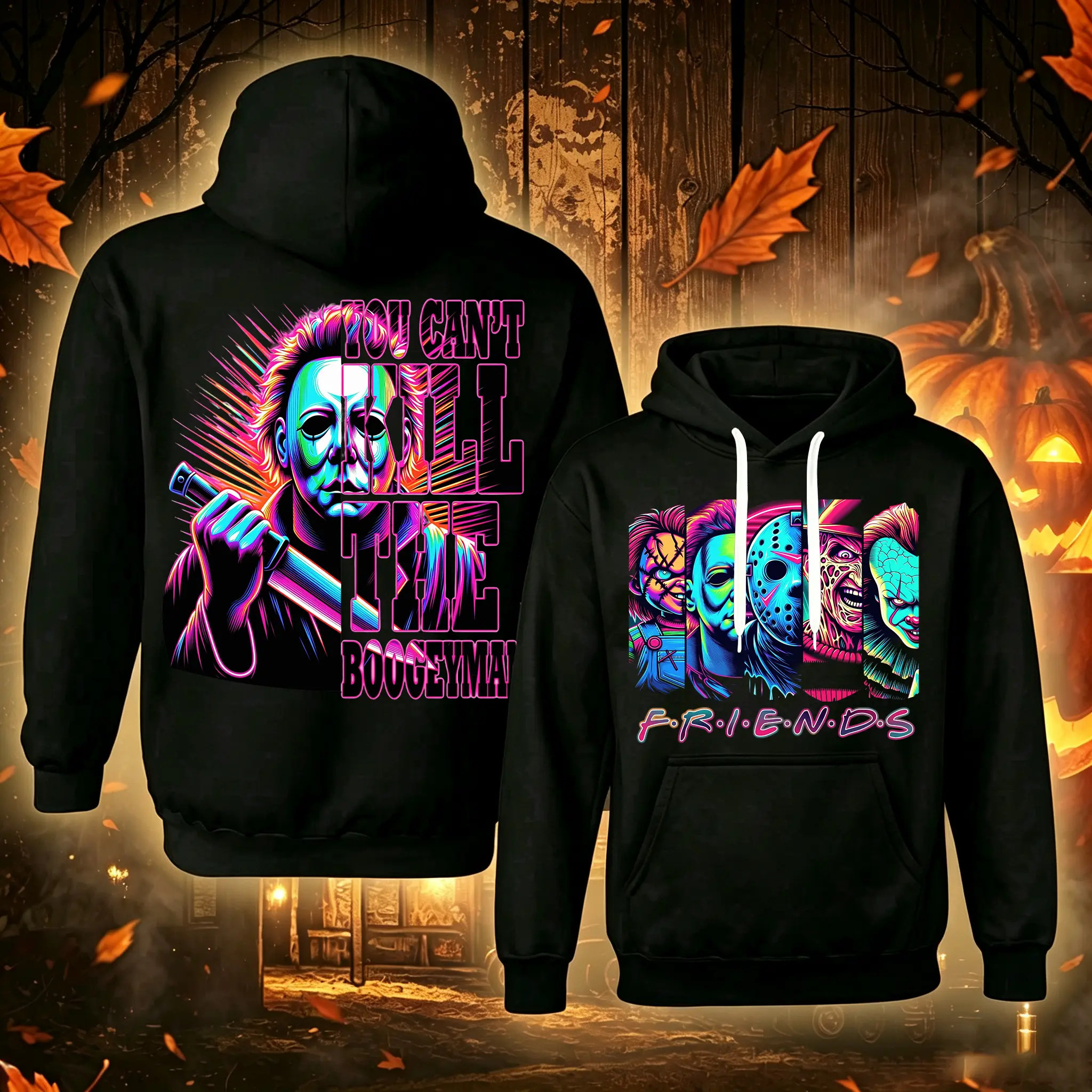 Pastel Horror Villains Hoodies |   Vintage Retro Slasher Graphic Hoodie Designs |   Halloween Hoodies, Preppy Spooky Hoodies, Horror Cinema Lover Hoodies