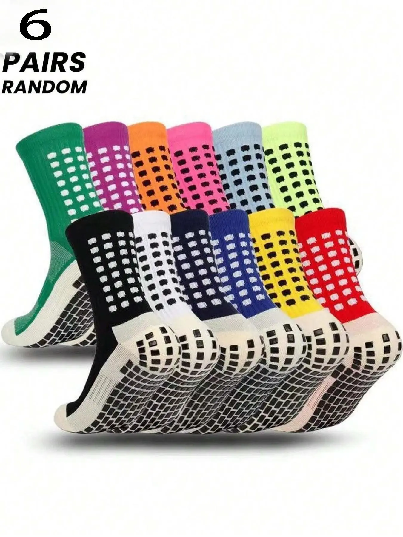 6 Pairs/9 Pairs Men's Women's Sport Socks, Thickened Loop Fabric, Silicone Anti-Slip, Sweat-Wicking, Medium-Length, All Seasons