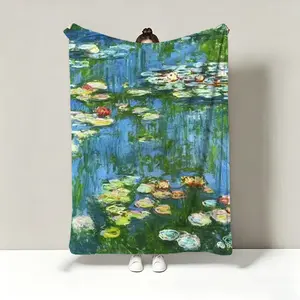 Flannel printed floral blanket, summer fresh cartoon style, kids and girls, soft cotton-silk texture, sofa blanket for all seasons, air conditioning blanket, office nap throw, suitable for all ages, customizable from 30 to 80 inches
