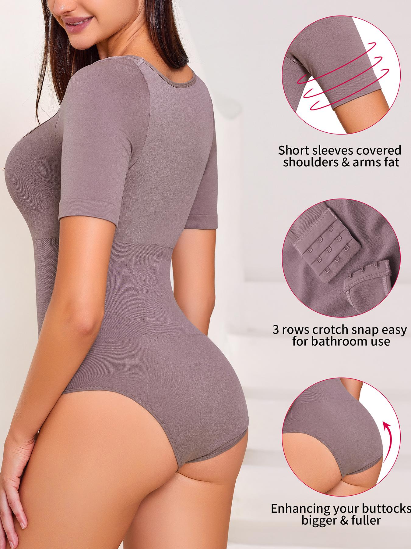 Women's Shapewear Bodysuit High Waisted Shaper Short Sleeve Top, Seamless High Elasticity Waist and Abdomen Sculpting, Breathable Lightweight Fabric