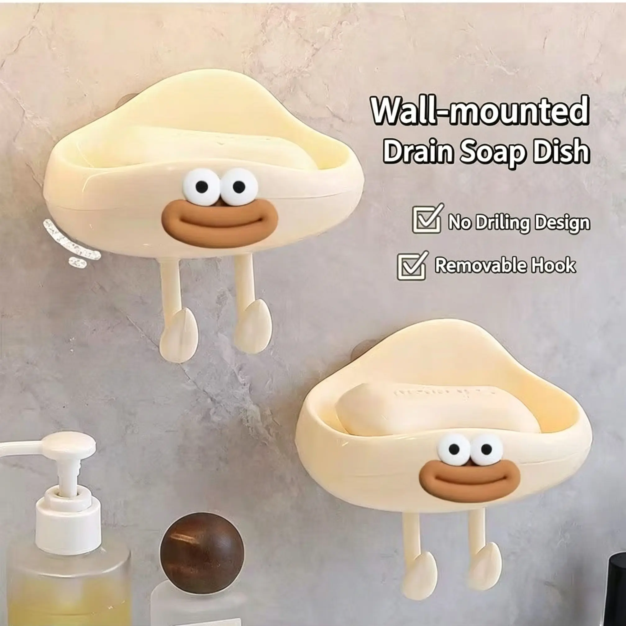 Cute Cartoon Cloud Soap Holder, Wall-Mounted Storage Rack, Bathroom Decor, Home Use, Dormitory, Toilet Accessories, Large Mouth Design, Soap Dish