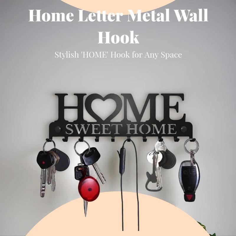 Home Shaped Wall Hook, Creative Keychain Organizer, Fashionable Iron Key Hook, Wall Mounted Key Holder for Bedroom Living Room Porch, Decor