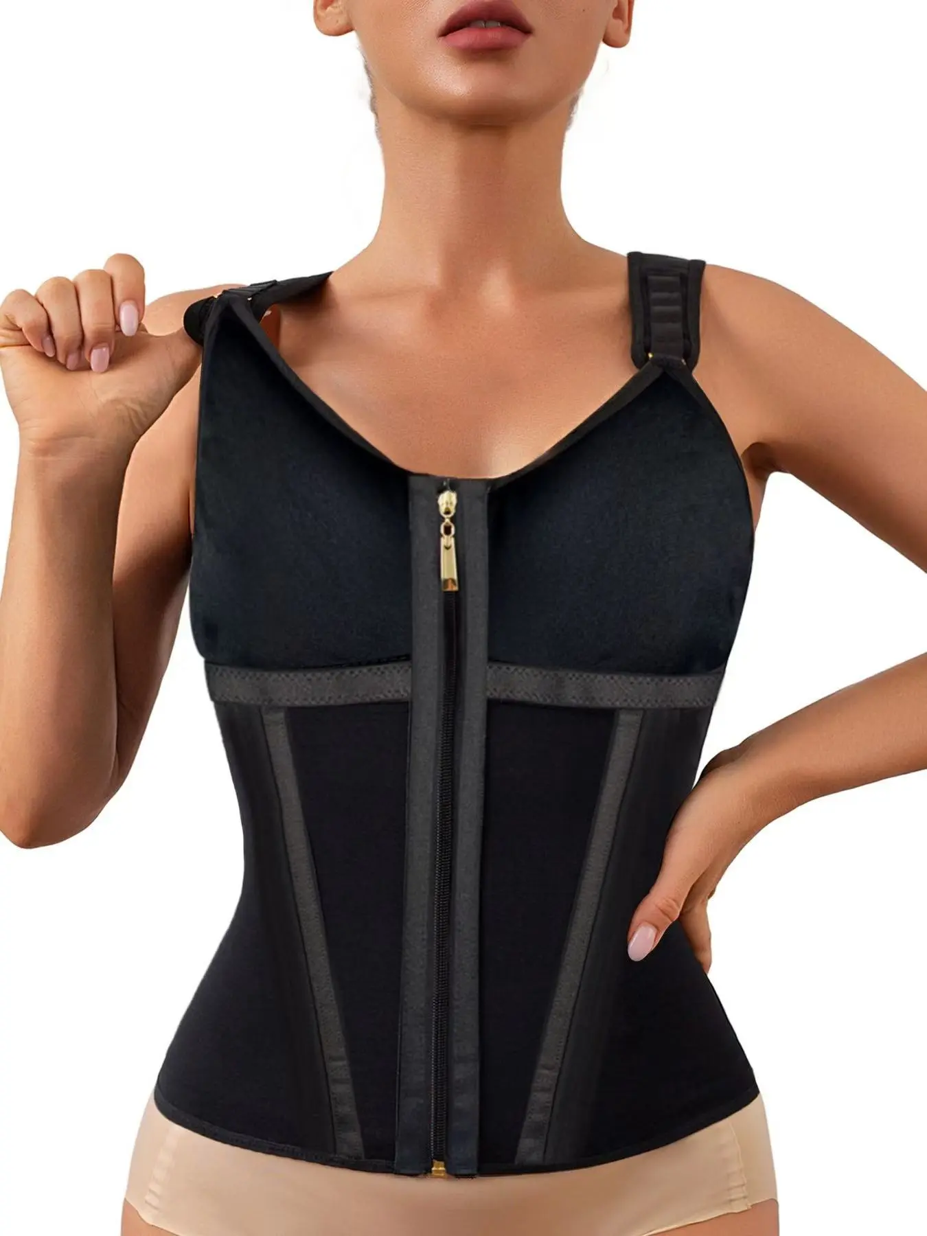 Women's Waist Training Shapewear Top with Adjustable Straps, Underwire Support, Abdominal Compression, Daily Wear Fitness Apparel, Corset Waist Shaper, Abdomen Shapewear