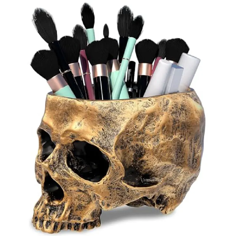 Creative Resin Skull Planter Pot, Resin Planters, Hollow Brainless Skeleton Head Halloween Props, Novelty Prank Desktop Ornament for Home Party Bar Decor