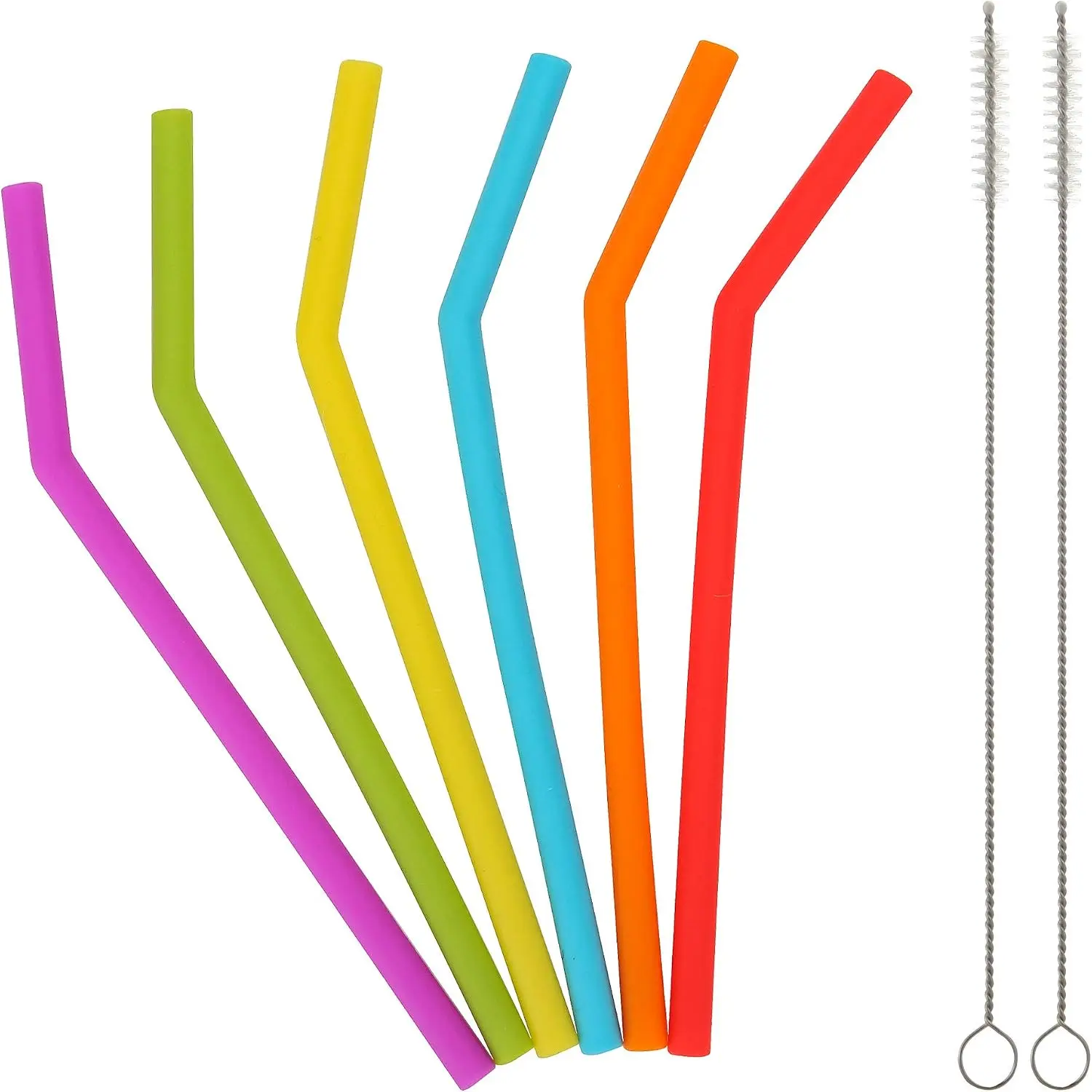 Straws for  &  - 6 count Flexible Short Drink 6.6" Straws for 6-10 oz /Rtic/Ozark Tumblers & 2 Cleaning Brushes - , no Rubber Tast