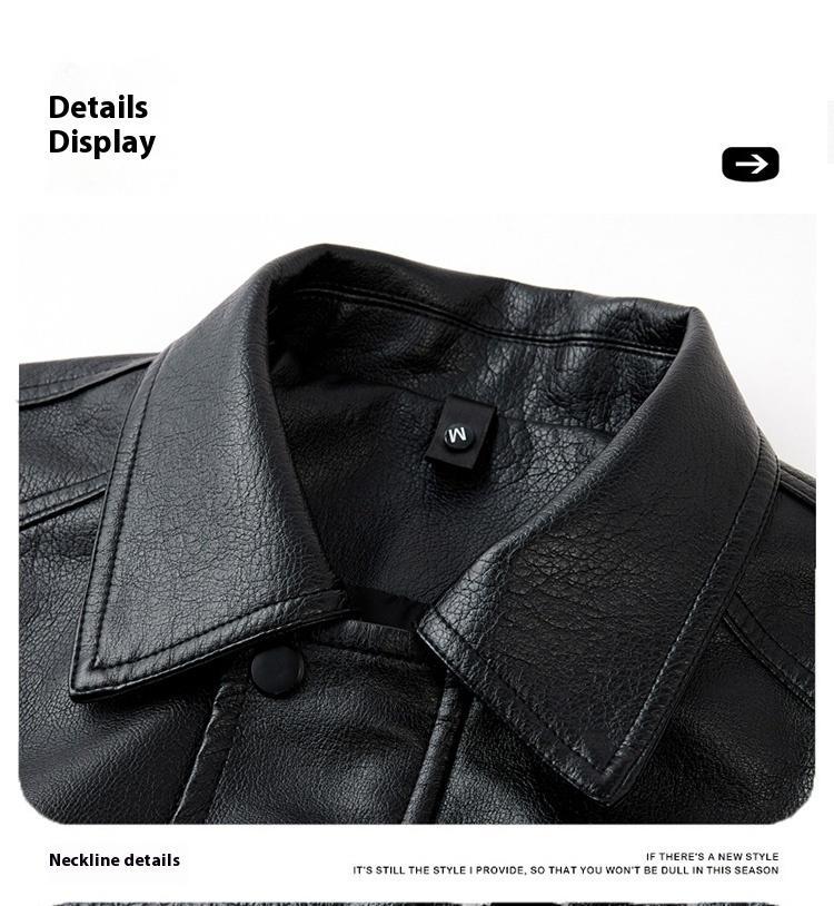 BIGWIG men's autumn and winter casual faux leather bomber jacket, fashionable modern motorcycle flight jacket, casual loose soft motorcycle jacket, lapel button zipper long sleeve with pocket jacket, PU leather