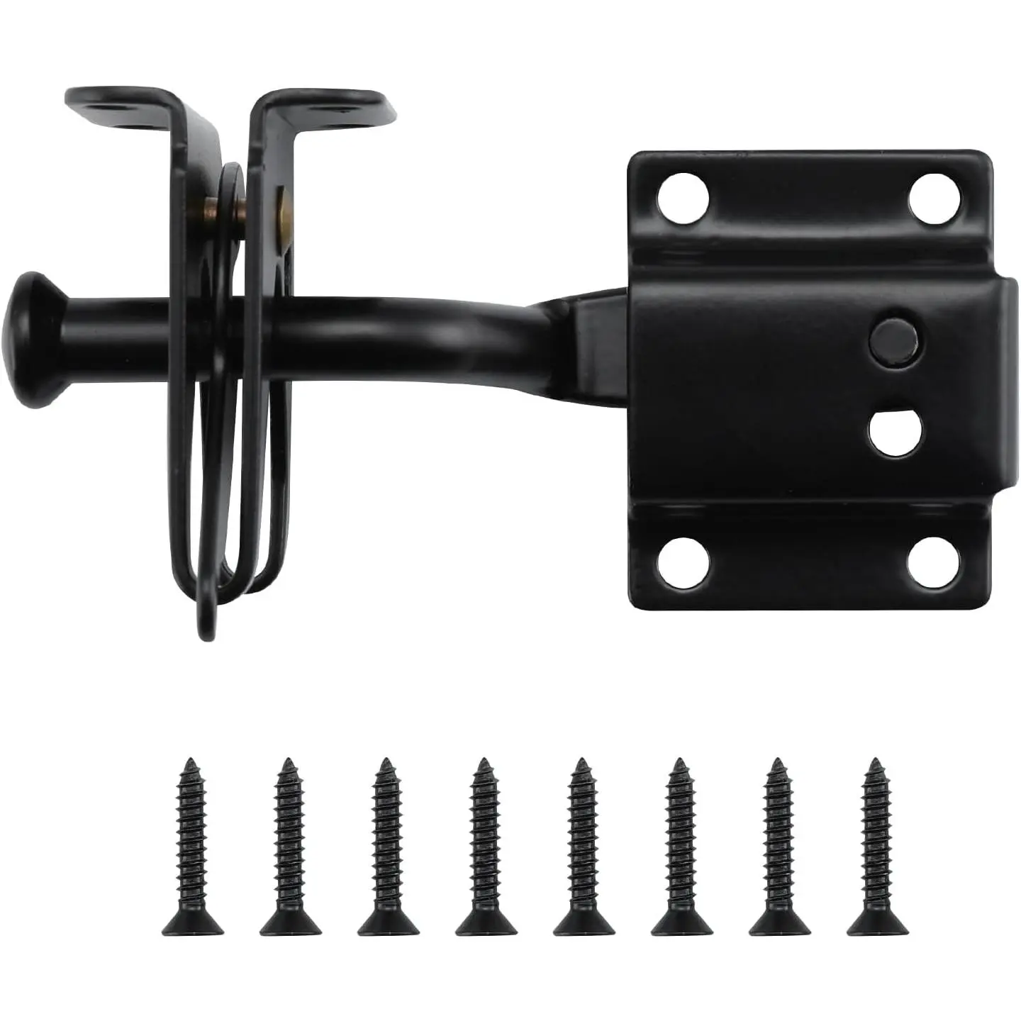Self Locking Gate Latch Automatic Gravity Lever Door Lock for Wooden Fences, Heavy Duty Metal Gates, Vinyl Fence, Secure Pool, Garden Outdoor gate, Black with Screws