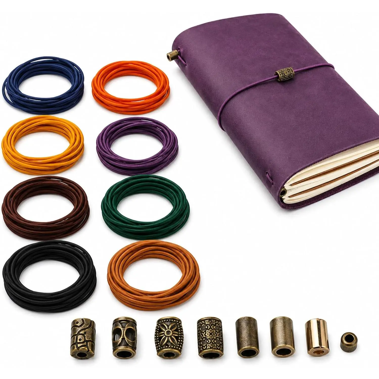 8 count Elastic Bands for TN Traveler Notebook,8.8 Yard Elastic Rubber Cords with 8 Decorative Toggles DIY Repair Kit for Refillable Leather Traveler's Journal