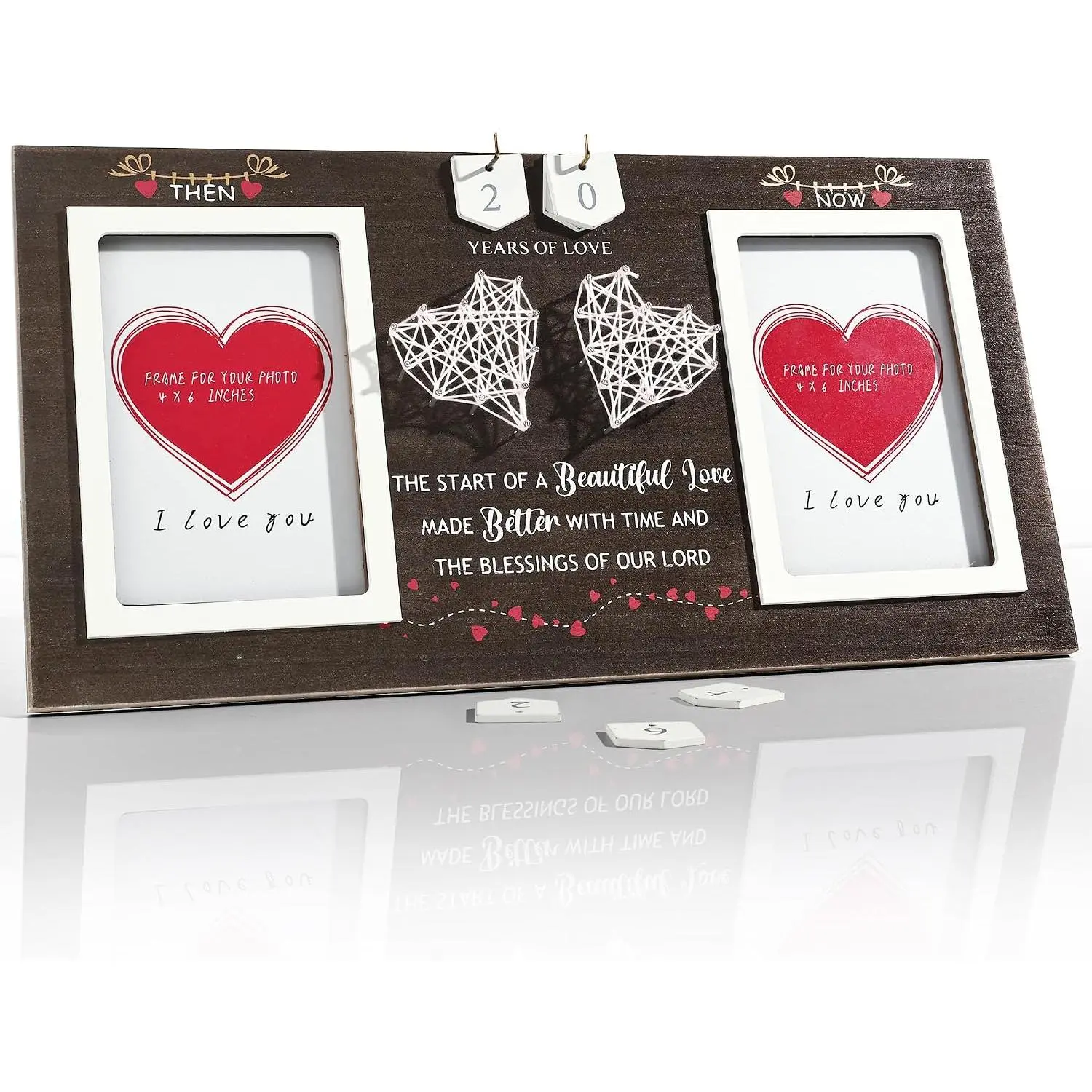 Then &  1-99  Anniversary Picture Frame  for Couple | Anniversary Wedding  for Parent Wife Husband Woman,Present Ideal for Birthday Holiday, Frame Hold 2 count 4x6 Photos