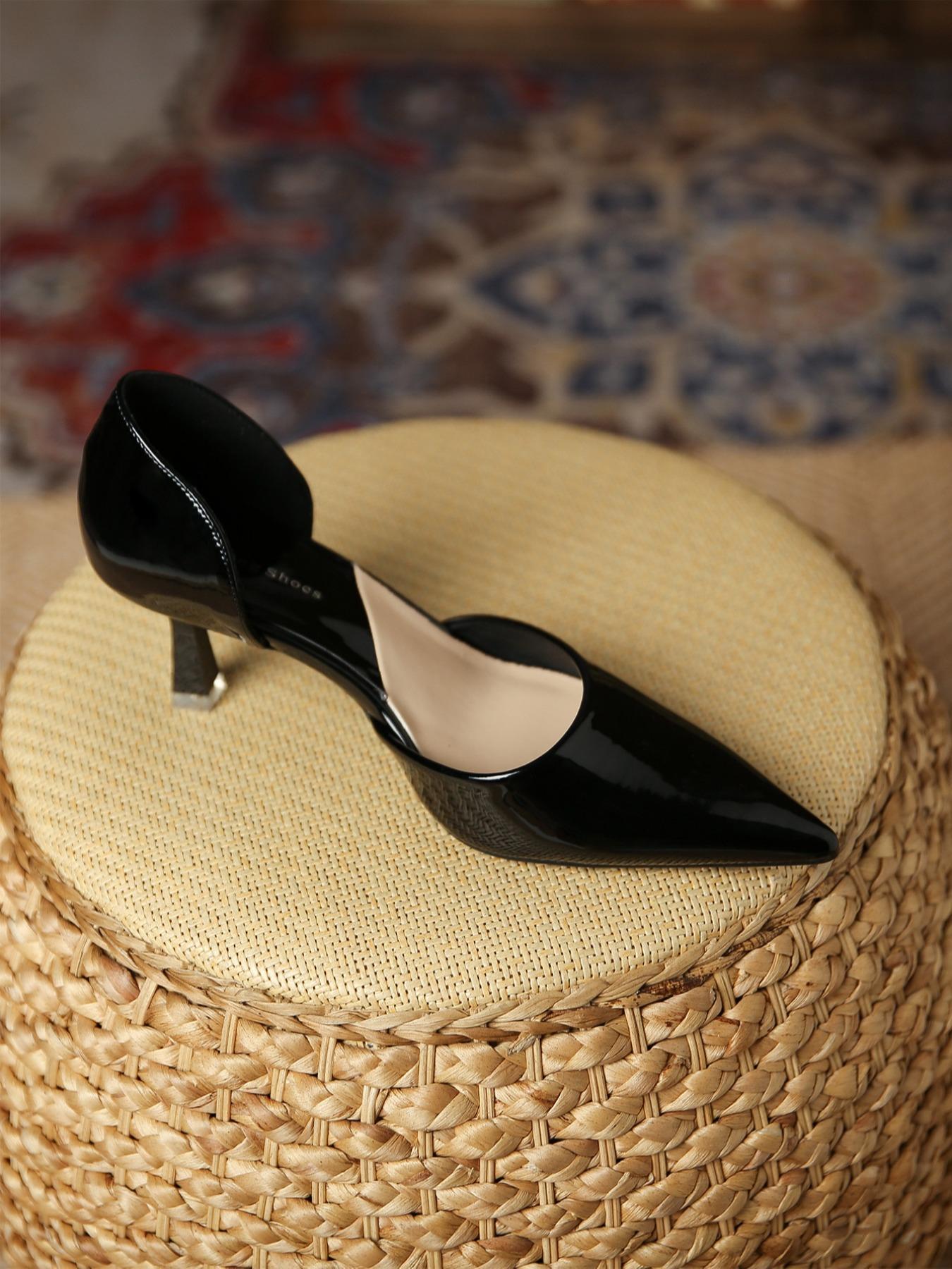 New French Hollow Stiletto Heels Pointed Toe PU Leather Upper Fashion Commuter High Heels, high heel pumps, Elegant Medium Width Shoes for Spring & Fall