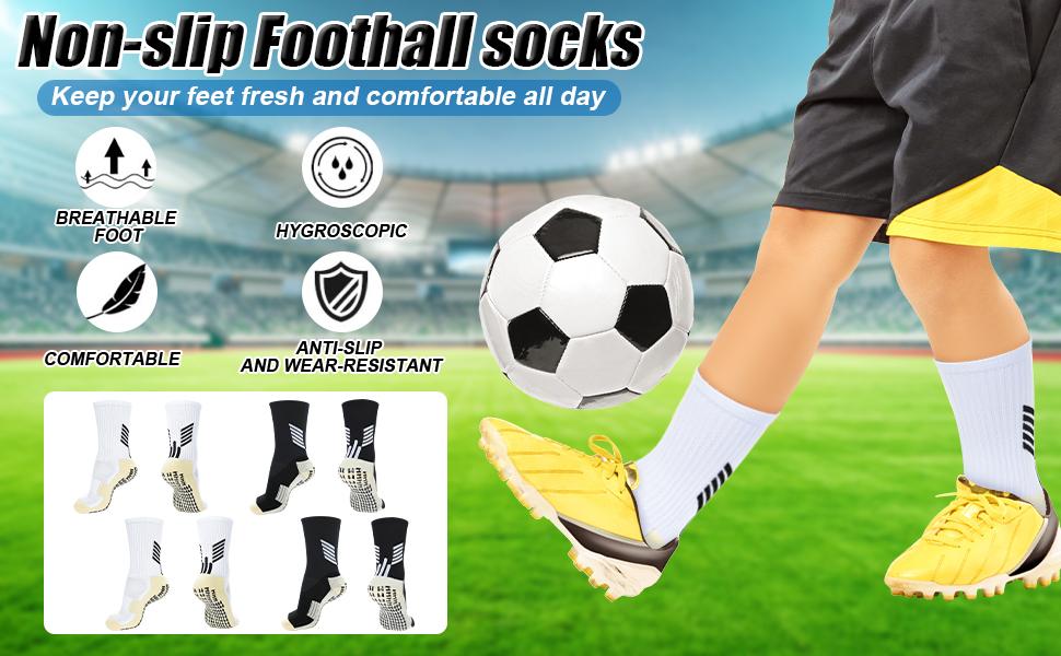 4 pairs of soccer socks with anti slip grip, suitable for basketball, soccer, and tennis, Christmas gift, suitable for both men and women, cheap goods Football Accessories