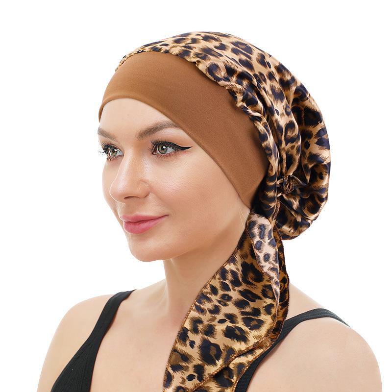 New Braided Turban Hat, Satin Print Tie Chemo Cap, Wide Elastic Sleep Bonnet