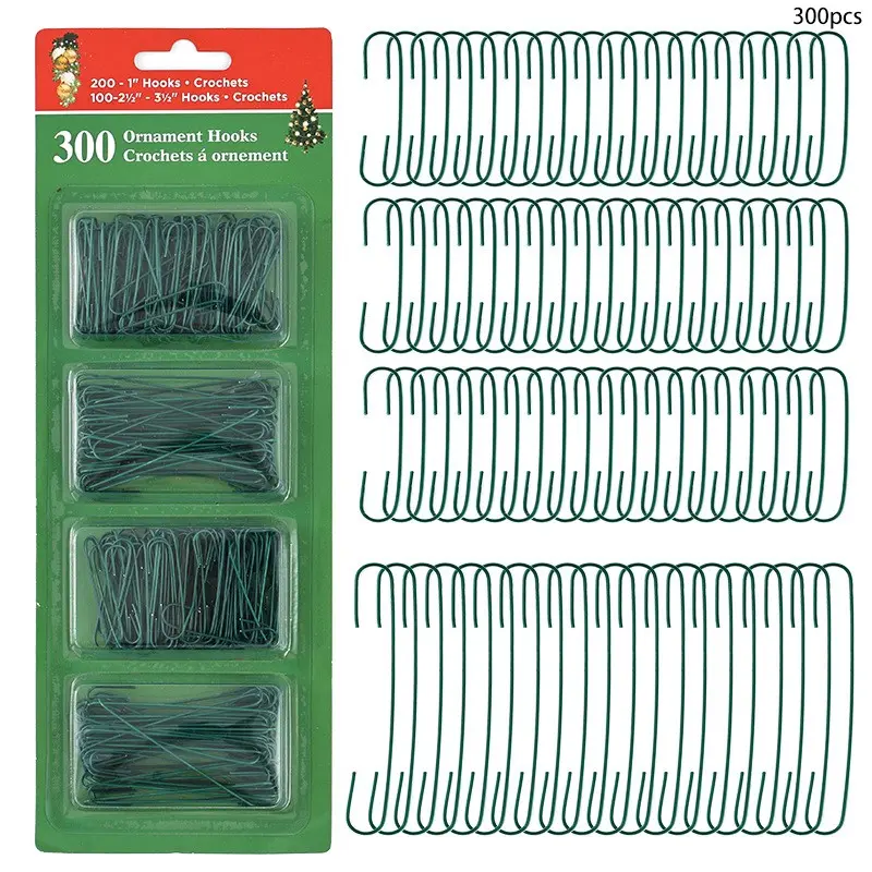 300-Pack Christmas Party Decor Hooks, C-Shape Tree Decoration Hangers for Ornaments, Universal Use, Harvested in People's Republic of China