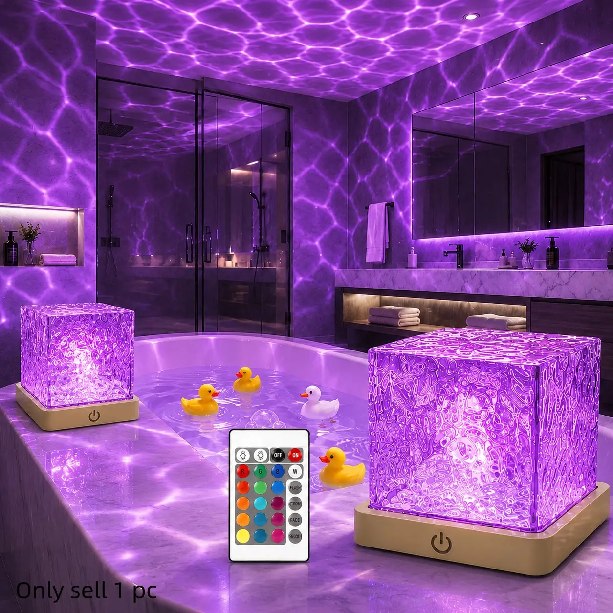 Ocean Wave Water Ripple LED Night Light, 16 Colors Changing Projector Lamp, USB Powered Dimmable Table Lamp with Remote Control, Rotating Water Effect Ambient Glow Light for Bedroom, Living Room, Party & Holiday Decoration Gift, Dimmable Mood Lamp