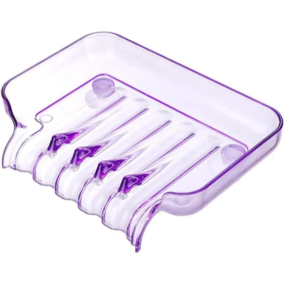 Rectangular Soap Dish, 5.1 x 3.7 Inches, Plastic, Suction Cup, Space-Saving, Drainable, Bathroom & Shower Soap Holder