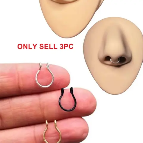 3-4 Counts Punk Style Clip-on Nose Ring, Nose Cuff for Women & Men for Party, Daily Clothing Decor, Trendy All-match & Exquisite Body Jewelry Accessory for Birthday Gift