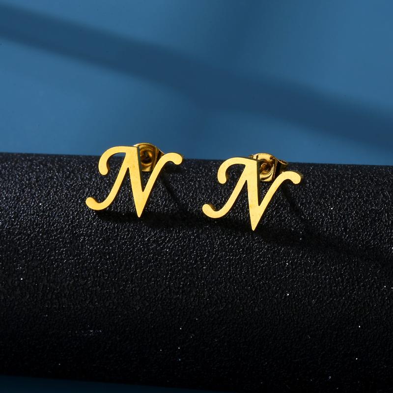1 Pair Initials Earrings Stainless Steel 26 English Letters Personalized Letter Earrings for Men And Women Valentine'S Day Mother'S Day Thanksgiving Birthday Souvenirs