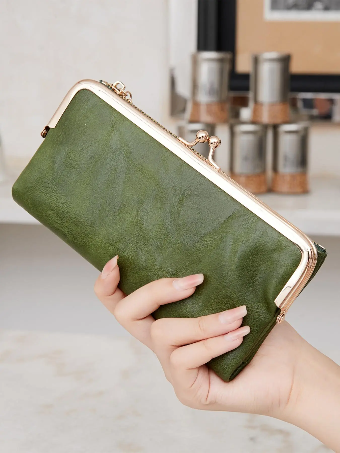 Women's Summer Long Wallet, Vintage Style Wallet, Multifunctional Coin Purse with Kiss-lock, Trendy Versatile High-quality Purse for Daily Use, Simple Classic Long Wallet, Durable Wallet, Elegant Fashion Wallet, Stylish Wallet, Wallets Women