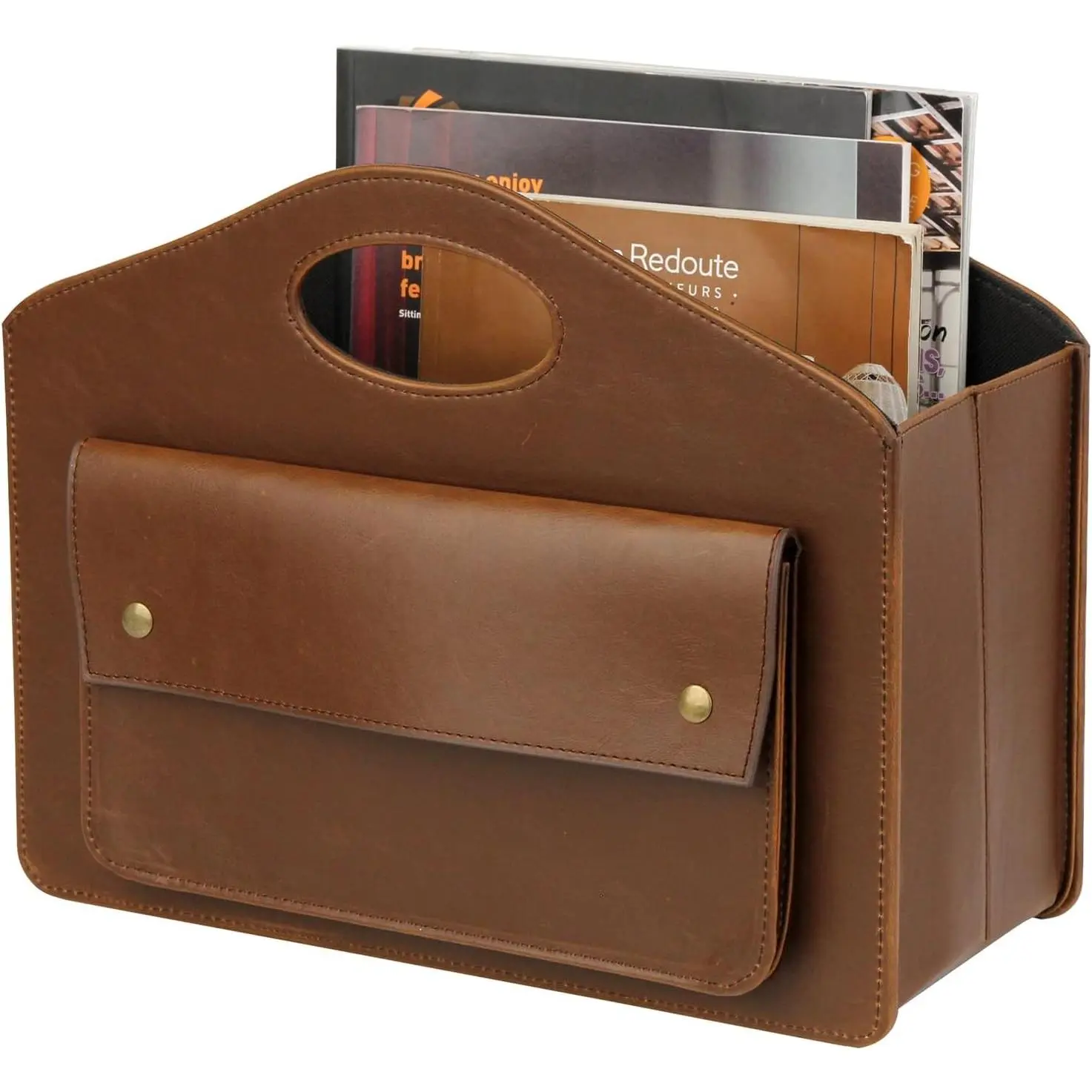 Foldable Magazine Basket Rack, File Document Newspaper Storage Organizer Bin for Home & Office (Brown)