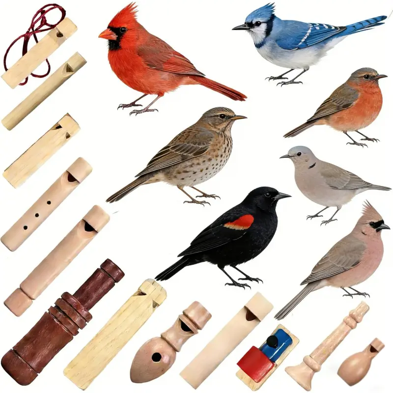12-piece wooden bird call whistle set, handmade bird call whistles - bird watching gift - suitable for nature lovers, outdoor exploration - and education, includes a portable storage bag |     Gifts for Bird Enthusiasts
