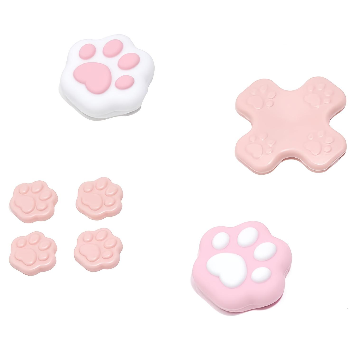 Silicone Cat Paw Button Caps for Switch/OLED Joystick - Pink, Non-Slip Grip, Durable & Washable, Compatible with Switch/OLED Rocker Caps, Cute Cat Paw Design for Enhanced Gaming Experience, Cat Accessories for Switch, Playful Accessory, Soft Texture
