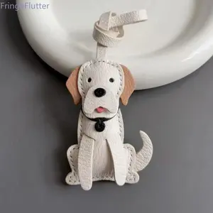 Handmade Leather Labrador Retriever Dog Bag Charm-Keychain with Black Tail Sitting Design, Durable Pet Accessory for Collars Handbags, Ideal Gift for Labrador Lovers (Sports & Outdoor Protective Gear Accessory)