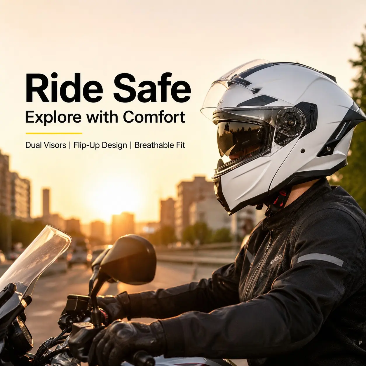 Dot Certified Flip-Face Helmet 918, Reversible Dual Lens, All-Season Motorcycle Electric Bike Helmet, a Class Safety Gear