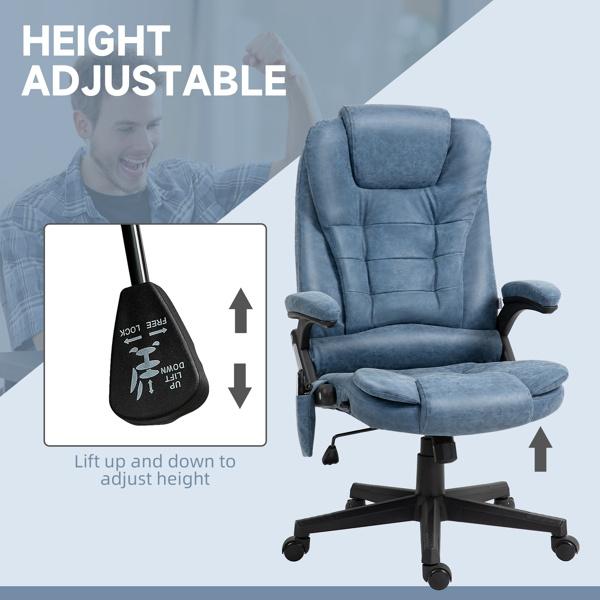 Heated Massage Office Chair with six vibration massage points and three heat modes, 120° recline, curved backrest, and thickly padded seat. Wired remote control for massage.